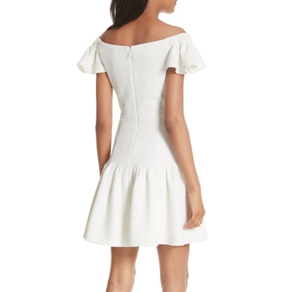 La Vie Rebecca Taylor Stretch Textured Dress White - Picture 3 of 4